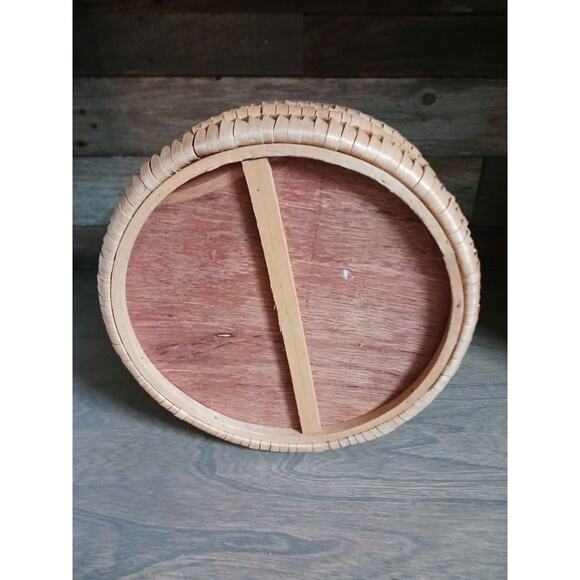 Vintage woven chip wood basket with handle - Picture 5 of 5